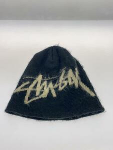 STUSSY◆Brushed Out Stock Skullcap/ニットキャップ/FREE/アクリル/BLK/メンズ