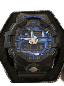 CASIO◆クォーツ腕時計・G-SHOCK/デジアナ/ラバー/BLU/BLK