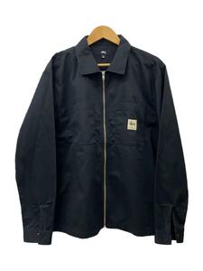 STUSSY◆ジャケット/L/コットン/BLK/無地