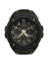CASIO◆ソーラー腕時計/デジアナ/レザー/BLK/BRW/GST-S300G_画像1