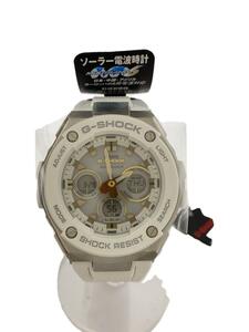 CASIO◆ソーラー腕時計・G-SHOCK/デジアナ/ラバー/WHT/WHT/プラスチック