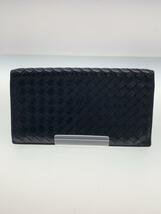 BOTTEGA VENETA◆イントレチャート/長財布/レザー/BLK/無地/メンズ_画像2