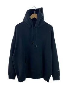 DENHAM◆PRM KNIT HOODY/パーカー/M/ポリエステル/ブラック/無地/01-23-09-71-011