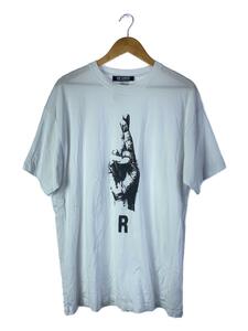 RAF SIMONS◆Tシャツ/L/コットン/WHT/231-M119/23SS/グラフィックT/クロスフィンガー