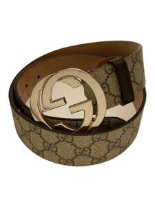 GUCCI◆GG SUPREME BELT/インターロッキングG /-/GRY/総柄/メンズ/