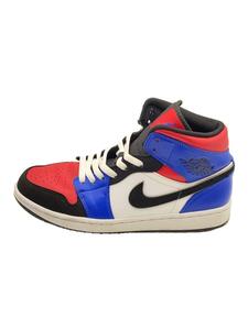 NIKE◆AIR JORDAN 1 MID/エアジョーダンミッド/ホワイト/554724-124/27cm/WHT/レザー