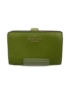 kate spade new york◆2つ折り財布/レザー/GRN/無地/レディース/S362