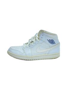 NIKE◆AIR JORDAN 1 MID/エアジョーダンミッド/ホワイト/554724-120/27cm/WHT