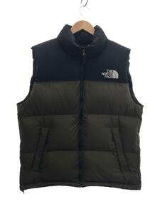 THE NORTH FACE◆NUPTSE VEST_ヌプシベスト/XL/ナイロン/KHK/無地//