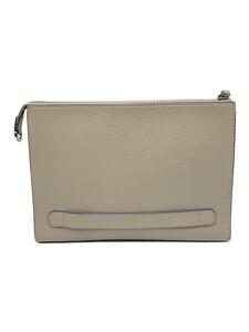 FURLA* clutch bag / leather /GRY/ plain 