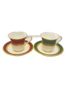 Noritake◆カップ&ソーサー/ヘミングウェイ/フィッツジェラルド/2点セット/WHT/ペア/赤/緑