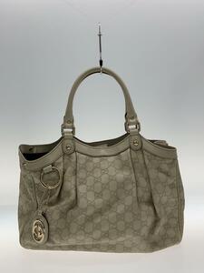 GUCCI◆スーキートート/レザー/BEG/総柄/グッチシマ