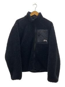 STUSSY◆フリースジャケット/SHERPA REVERSIBLE JACKET/M/ポリエステル/BLK/118529