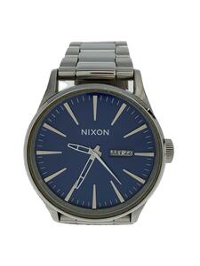 NIXON◆クォーツ腕時計/アナログ/ステンレス/BLU/SLV/THE SENTRY SS