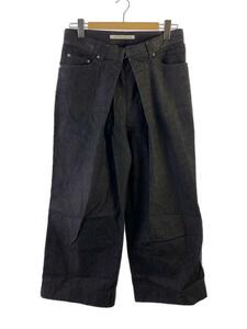 JOHN LAWRENCE SULLIVAN◆Rigid Denim Wide Pants/ワイドデニムパンツ/46/デニム/ブラック