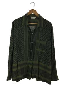 UNUSED◆19SS/AFGHAN PRINT SHIRT/長袖シャツ/1/レーヨン/グリーン/緑//