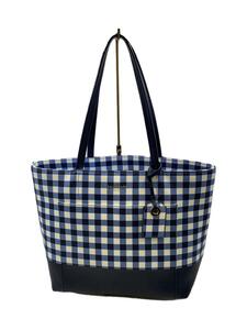 kate spade new york◆トートバッグ/レザー/BLU/チェック/S362//