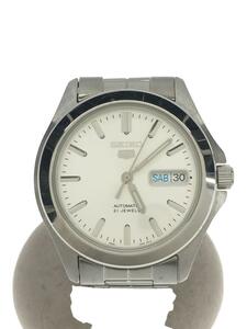 SEIKO◆SEIKO 5/自動巻腕時計/アナログ/裏スケ/WHT/SLV/7S26-03T0//