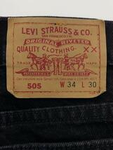 Levi’s◆ストレートパンツ/505/USA製/先染めブラック/34/コットン/BLK_画像4