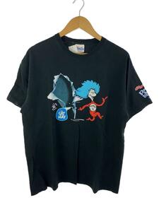 Hanes◆Tシャツ/L/コットン/BLK/THE CAT IN THE HAT/両面プリント