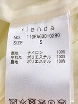 rienda◆コート/S/ナイロン/CRM/無地/110FA630-0280_画像4