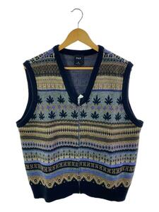 HUF◆GILBERT SWEATER VEST/ニットベスト(厚手)/M/アクリル/総柄/KN00472