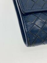 BOTTEGA VENETA◆長財布/レザー/BLU/メンズ/イントレチャート/使用感有_画像8