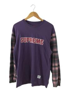 Supreme◆21AW/plaid sleeve l/s top/チェック/長袖Tシャツ/M/コットン/PUP//