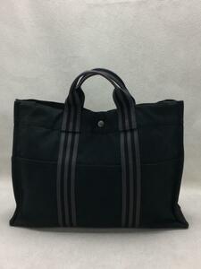 HERMES◆フールトゥMM/トートバッグ/キャンバス/BLK//