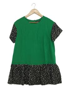 marimekko◆７分袖カットソー/34/レーヨン/GRN/総柄/52431-40394/ドット//