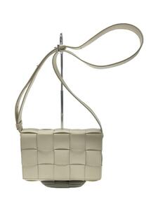 BOTTEGA VENETA◆スモールカセット/マキシイントレチャート/ショルダーバッグ/レザー/WHT/無地//