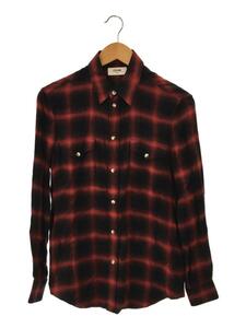 CELINE◆Skinny Western Check Shirt/長袖シャツ/-/-/RED/チェック/2C027054D//