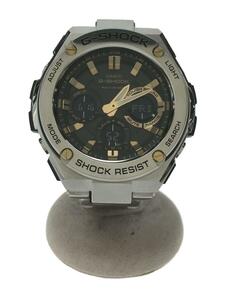 CASIO◆G-STEEL/ソーラー腕時計・G-SHOCK/デジアナ/GLD/SLV/コマ欠品