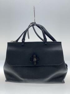 GUCCI◆370830/デイリー/バンブー/2WAY/ハンドバッグ/レザー/BLK