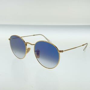 Ray-Ban◆ROUND FLAT LENSES/サングラス/メタル/GLD/BLU/メンズ/汚れ有の画像2