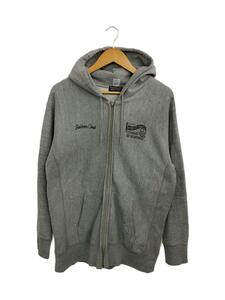 ジップパーカー/XL/コットン/GRY/プリント