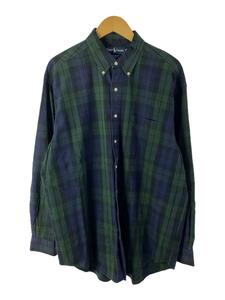 RALPH LAUREN◆BIG SHIRT/ブラックウォッチ/長袖シャツ/L/コットン/NVY/チェック