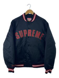 Supreme◆21SS/×Mitchell & Ness/Satin Varsity Jacket/L/ポリエステル/ブラック