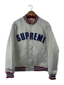 Supreme◆スタジャン/L/ポリエステル/WHT/MITCHELL&NESS