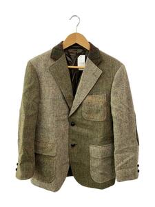 HARRIS TWEED◆エルボーパッチ パッチワークテーラードジャケット/AB3/ウール/カーキ