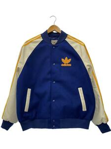 adidas◆スタジャン/L/ウール/BLU/無地/IL2574