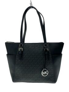 MICHAEL KORS◆シグネチャー/トートバッグ/レザー/BLK/総柄/35T0SCFT3B