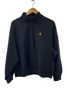 Carhartt◆HALF ZIP AMERICAN SCRIPT SWEAT/S/コットン/BLK/I032329