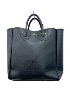 YOUNG & OLSEN◆ヤングアンドオルセン/ハンドバッグ/レザー/黒/EMBOSSED LEATHER TOTE M
