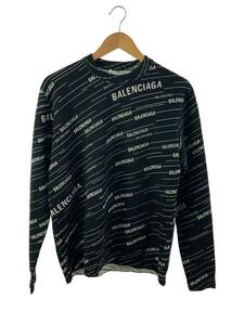 BALENCIAGA◆ロゴニット/559078/セーター/XS/ウール/BLK/総柄/タグ取れ有