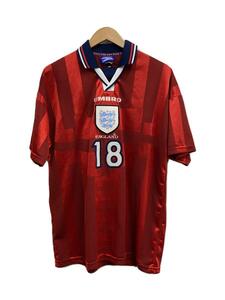 UMBRO◆98年W杯/イングランド代表/アウェイキット/Tシャツ/L/ポリエステル/RED/レッド/総柄