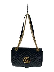 GUCCI◆GUCCI グッチ チェーンショルダーバッグ_GGマーモント_キルティング/レザー/BLK