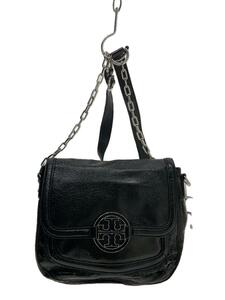 TORY BURCH◆ショルダーバッグ/レザー/BLK/無地