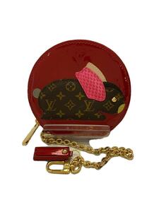 LOUIS VUITTON◆ポルト・モネ・ラパン_モノグラム・ヴェルニ_RED/エナメル/RED/総柄/レディース