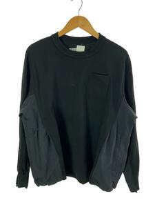 sacai◆Cotton Jersey L/S T-Shirt/長袖Tシャツ/1/コットン/ブラック